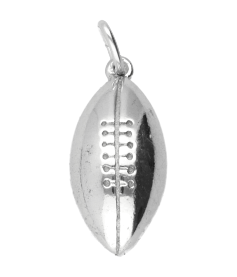 Zilveren Rugby bal ketting hanger - half