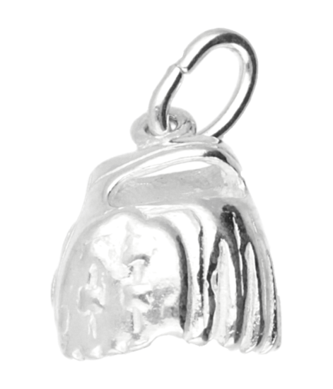 Silver Baseball Glove Necklace Pendant - Medium