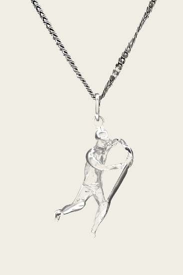 Zilveren Cricket slagman ketting hanger