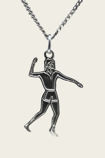 Zilveren Kaatser man vlak ketting hanger