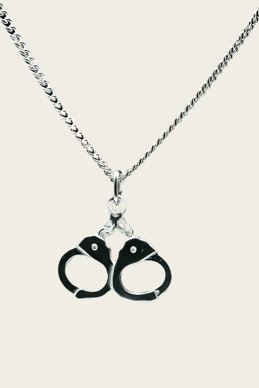 Zilveren Handboeien ketting hanger