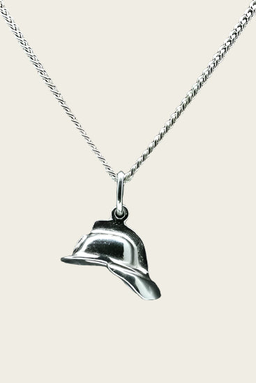 Zilveren Brandweerhelm ketting hanger - middel