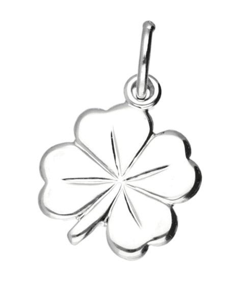 Zilveren Klaver vier 4 blad ketting hanger - middel
