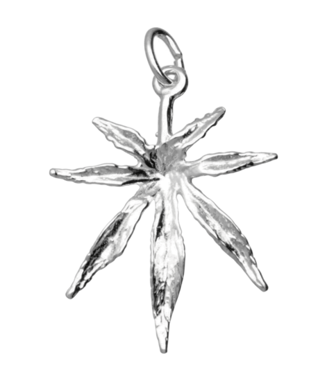 Zilveren Hennepblad wiet groot ketting hanger