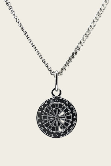 Zilveren Dartbord ketting hanger