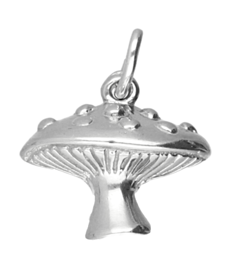 Zilveren Paddenstoel met stippen ketting hanger