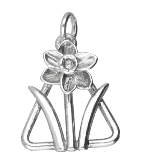 Silver Narcissus in Triangle Necklace Pendant