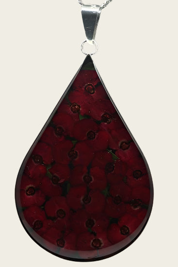 Silver Passion Flower Drop Large Necklace Pendant