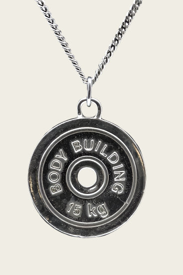 Zilveren Halterschijf 15 kg ketting hanger 1241956521_3e07d35f-a938-47b7-933a-4591fcd1b0be