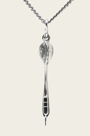 Zilveren Dartpijl ketting hanger - middel