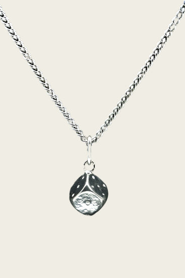 Zilveren Dobbelsteen ketting hanger - middel