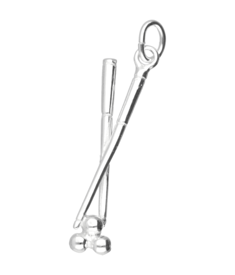 Zilveren Biljartkeu ketting hanger - met bal