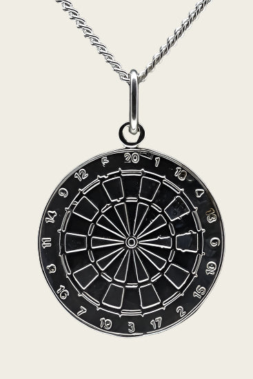 Zilveren Dartbord ketting hanger