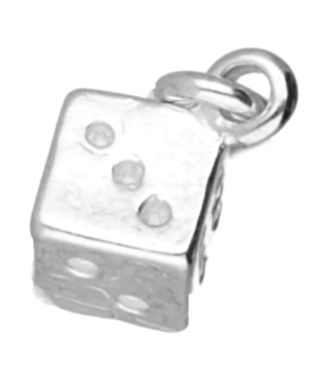 Zilveren Dobbelsteen ketting hanger - klein