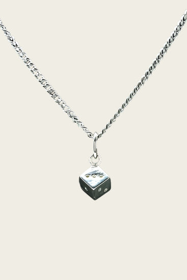 Zilveren Dobbelsteen ketting hanger - klein
