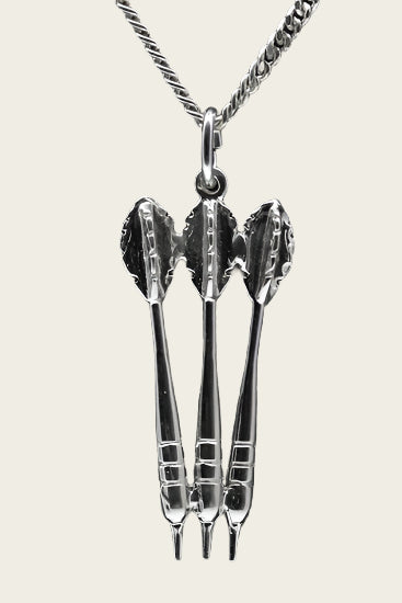 Zilveren Dartpijlenset ketting hanger