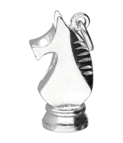 Zilveren Schaakstuk paard ketting hanger
