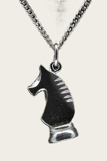Zilveren Schaakstuk paard ketting hanger
