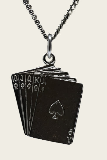 Zilveren Kaartspel ketting hanger