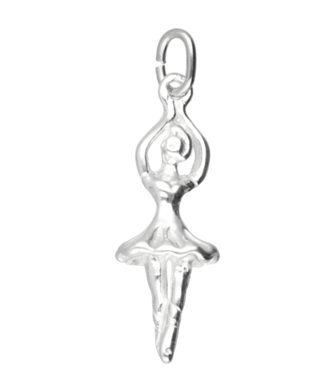 Zilveren Balletdanseres ketting hanger - 2