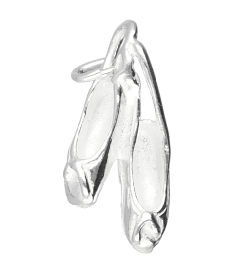 Zilveren Balletschoen ketting hanger - dubbel