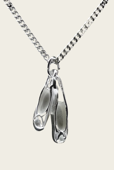 Zilveren Balletschoen ketting hanger - dubbel