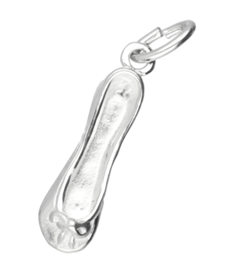 Zilveren Balletschoen ketting hanger - smal