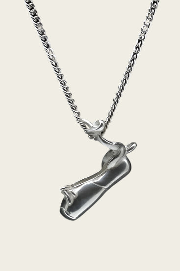 Zilveren Balletschoen enkelstrik 2 ketting hanger