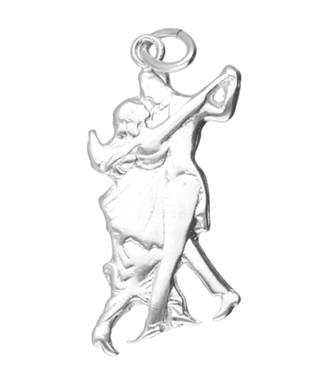 Zilveren Danspaar 60's ketting hanger