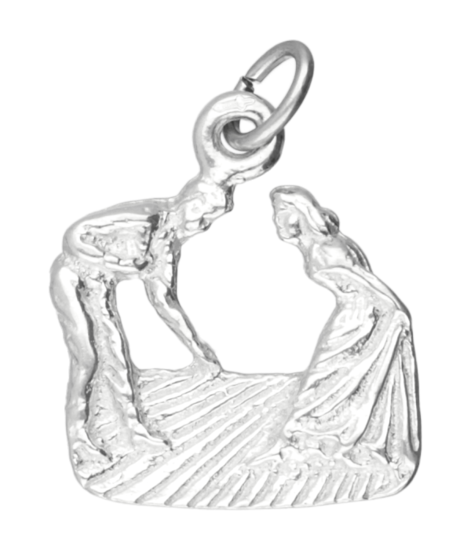 Zilveren Danspaar vragend ketting hanger