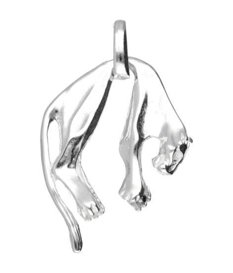 Silver Panther Necklace Pendant - Large