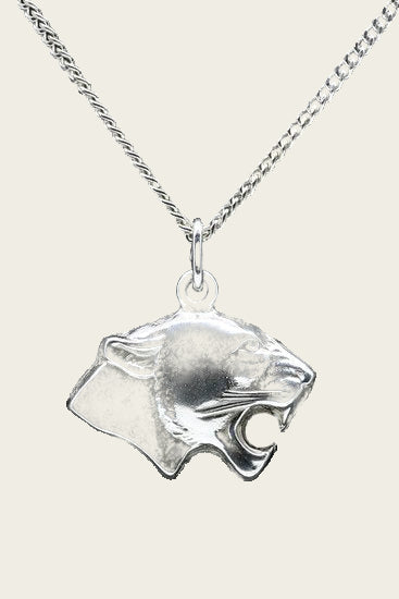 Silver Panther Head Necklace Pendant
