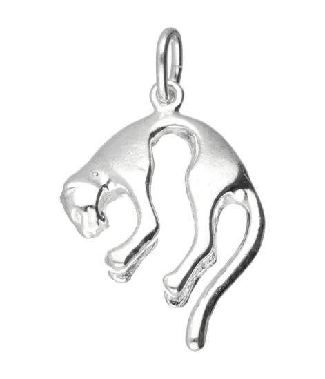Silver Panther Necklace Pendant - Medium