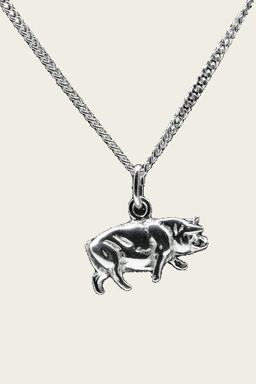 Zilveren Varken ketting hanger