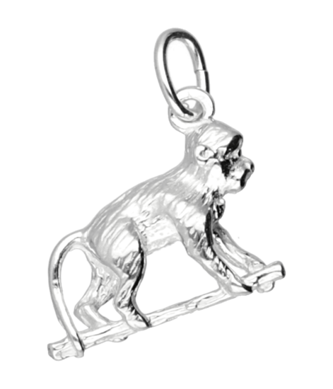 Zilveren Aap ketting hanger - 2