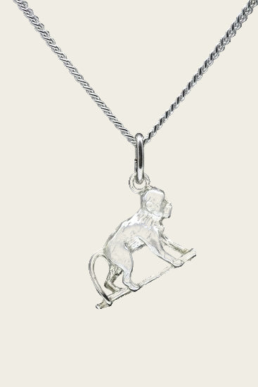 Zilveren Aap ketting hanger - 2