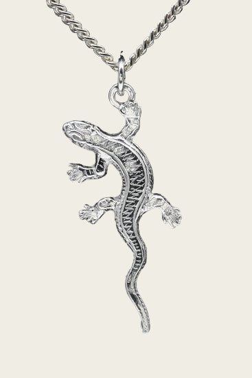 Silver Salamander/Gecko Necklace Pendant