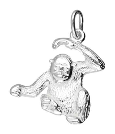 Zilveren aap ketting hanger