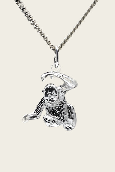 Zilveren aap ketting hanger