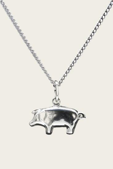 Zilveren Varken ketting hanger - klein