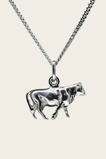 Zilveren Koe ketting hanger