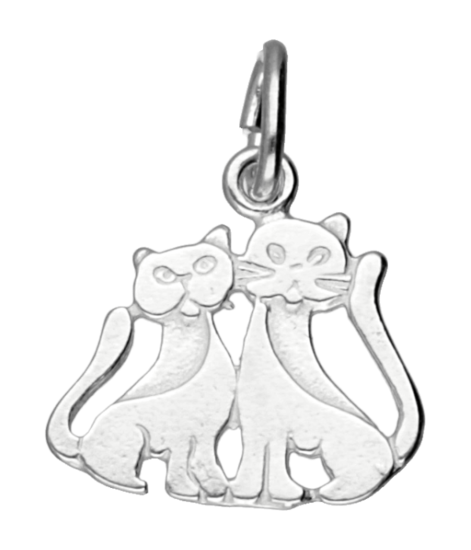 Zilveren Poesjes ketting hanger