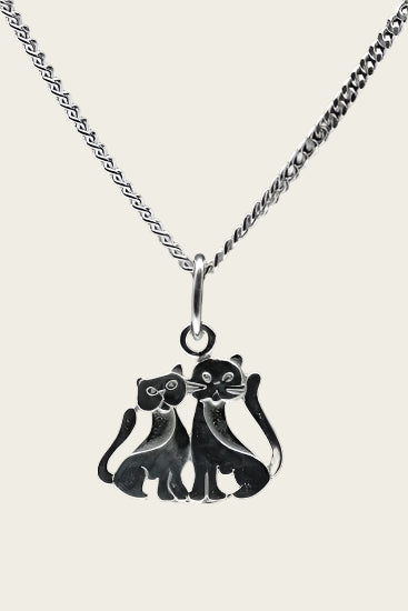 Zilveren Poesjes ketting hanger