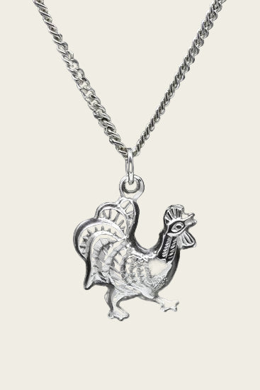 Zilveren Haan ketting hanger