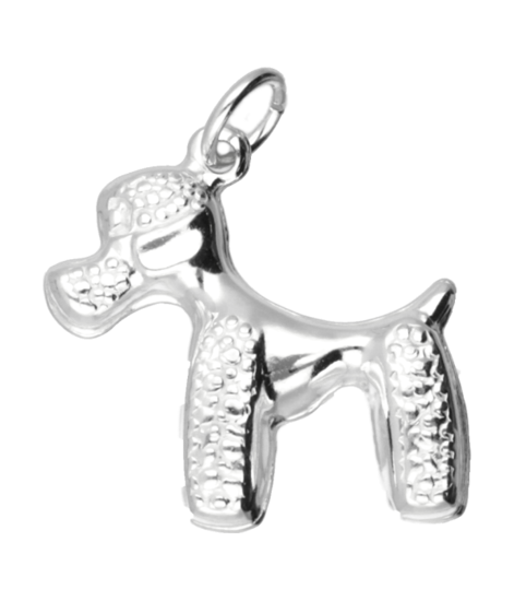 Silver Poodle Necklace Pendant - Standing