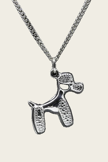 Silver Poodle Necklace Pendant - Standing