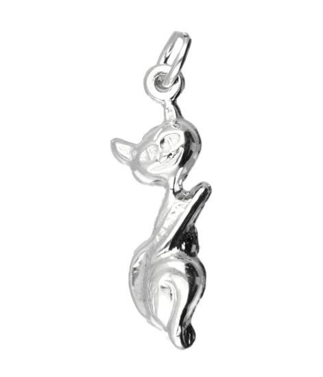 Zilveren Poes ketting hanger - Siamees
