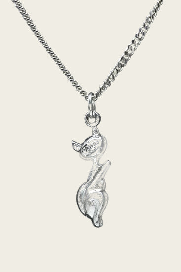 Zilveren Poes ketting hanger - Siamees