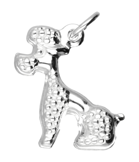 Silver Poodle Necklace Pendant - Sitting