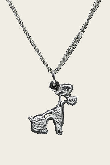 Zilveren Poedel ketting hanger - zittend